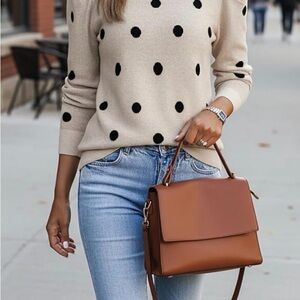 Polka Dot Sweater - Cream and Black
